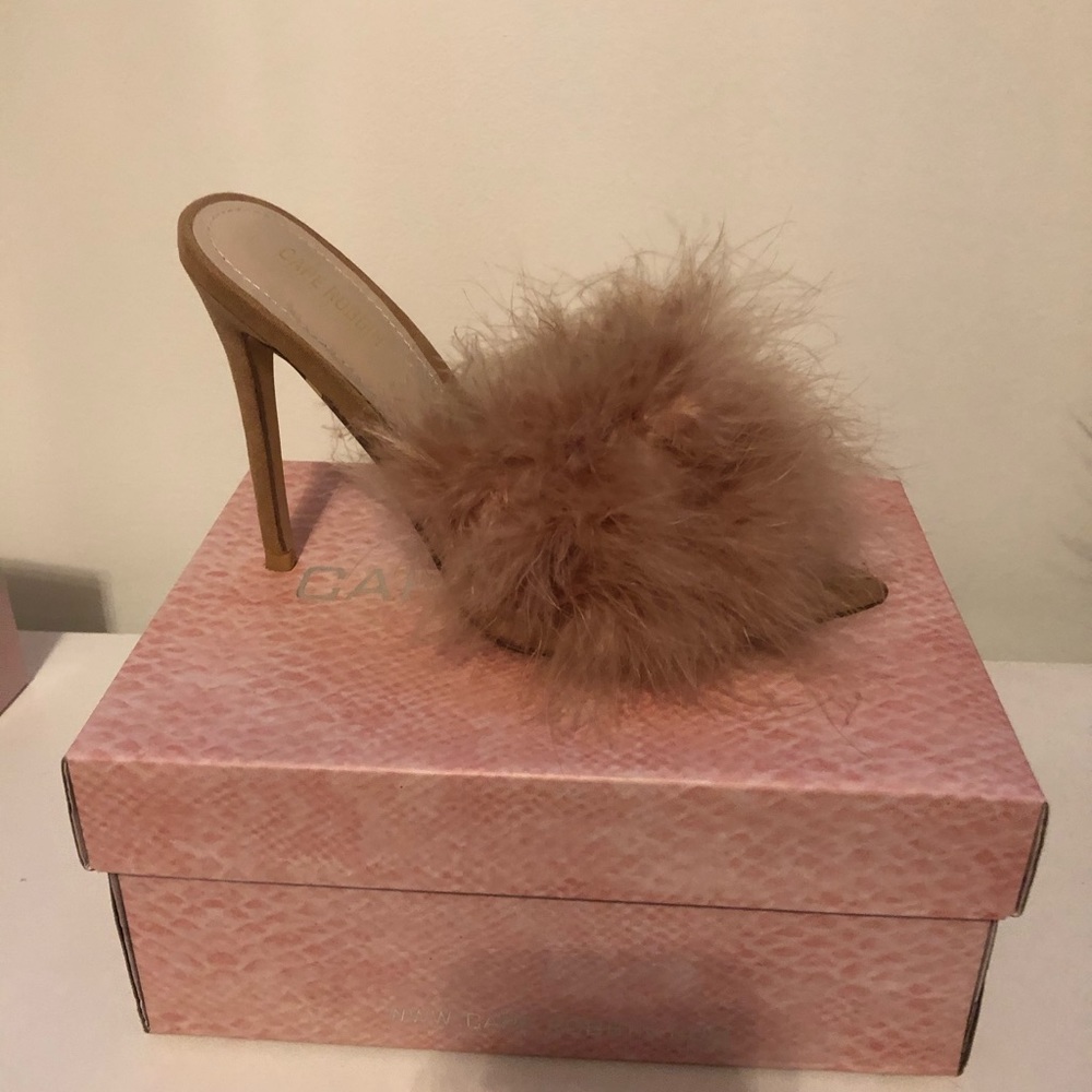 Tan Furry Mules